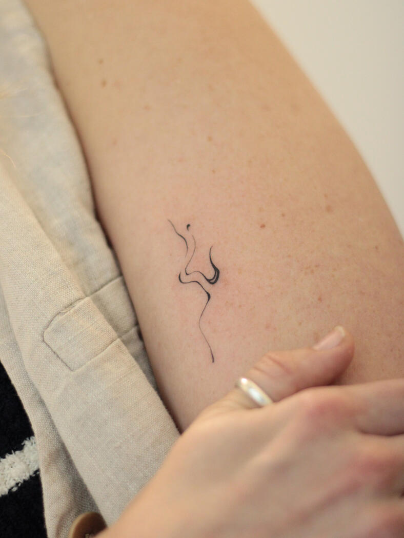 Fine line abstract tattoo by queer artist in lisbon