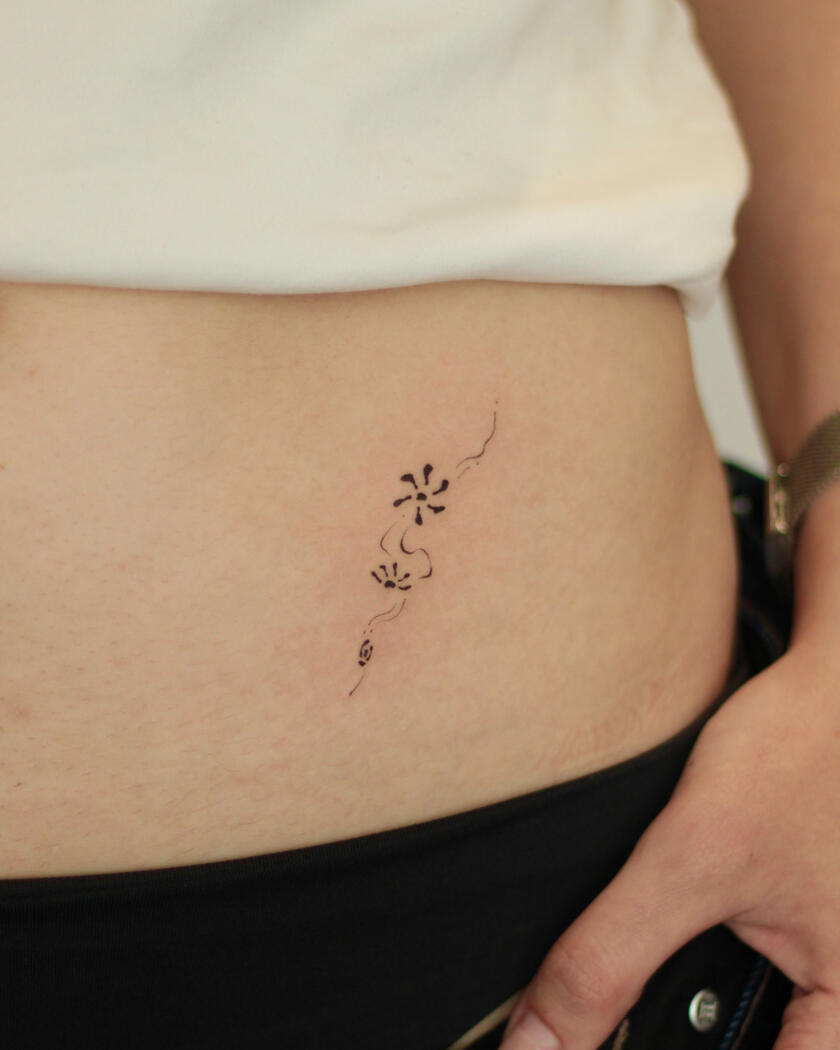 Fine line abstract tattoo by queer artist in lisbon