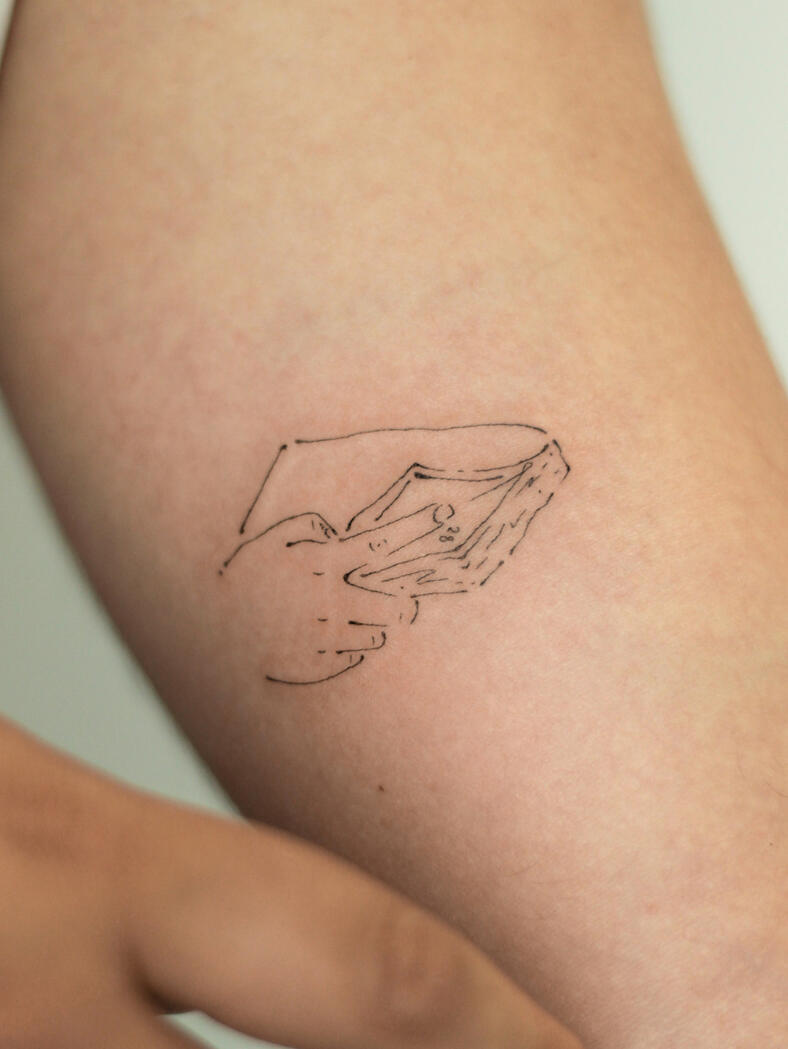 Fine line sapphic tattoo by queer artist in lisbon